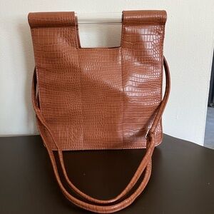 Beis Crossbody Bag in Cognac Croc